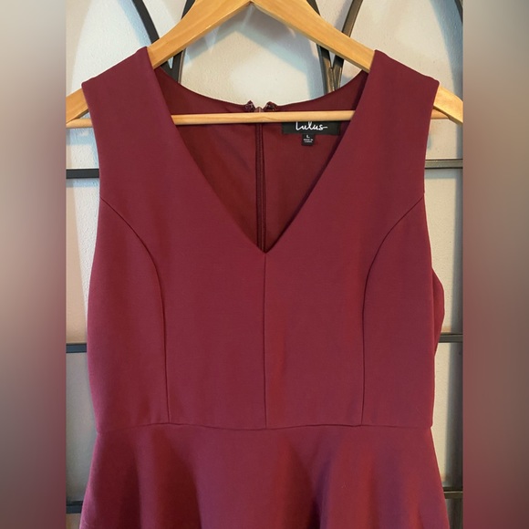 Lulus Wine/Burgundy Fit and Flare Dress- Large - Picture 3 of 5